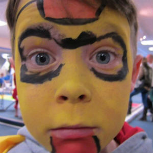 Jack face painted as Iron Man
