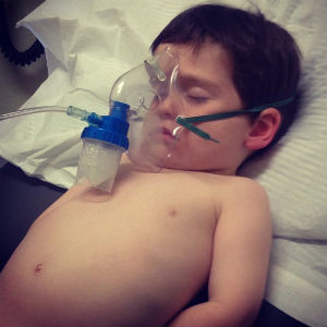 Jack’s wee brother Noah on oxygen